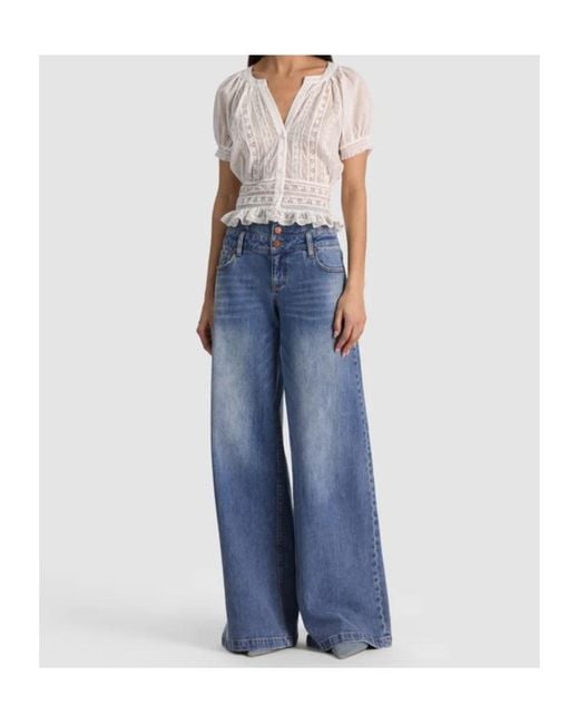 Alice + Olivia White Kathryn Lace Trim Blouse