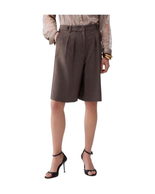 Liu Jo Brown Mélange Fabric Shorts