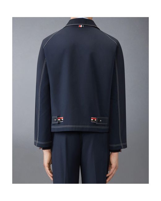 Thom Browne Blue Contrast-Stitching Raglan Jacket for men