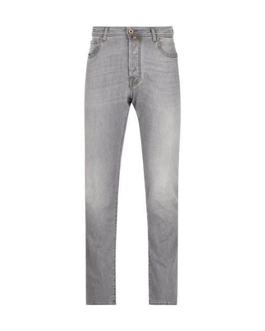 Jacob Cohen Gray Faded Straight-Leg Jeans for men