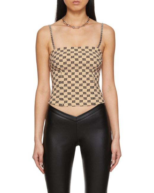 M I S B H V Pink Chain-Embellished Monogram Top