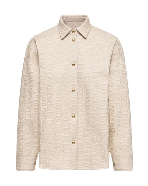 Moncler Natural Chain Quilted Padded Shirt Jacket