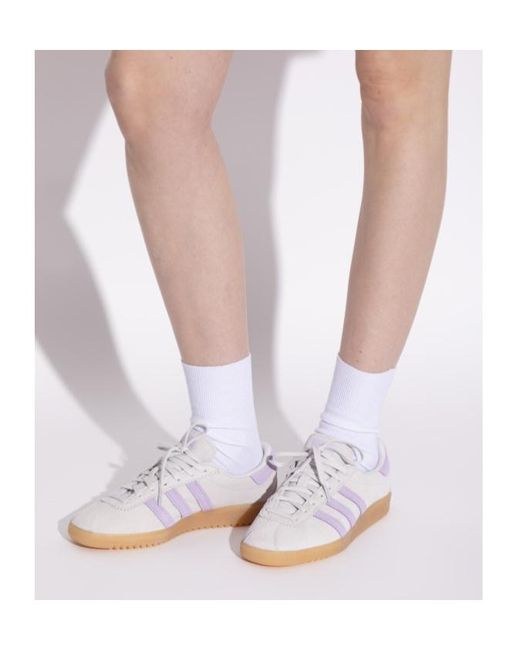 Adidas Originals White Three-Stripe Suede Sneakers