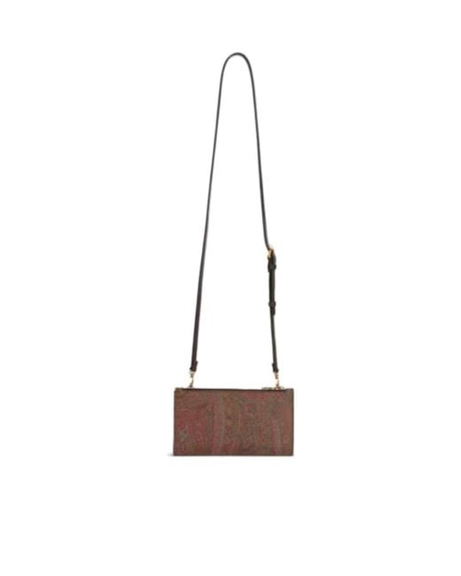 Etro White Shoulder Strap Essential Arnica Wallet