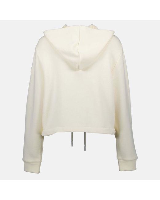 Moncler White Logo Patch Zip-Up Knitted Hoodie