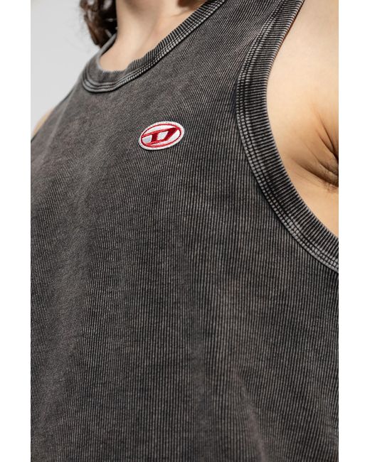 DIESEL Black Logo-Embroidered Sleeveless Tank Top for men