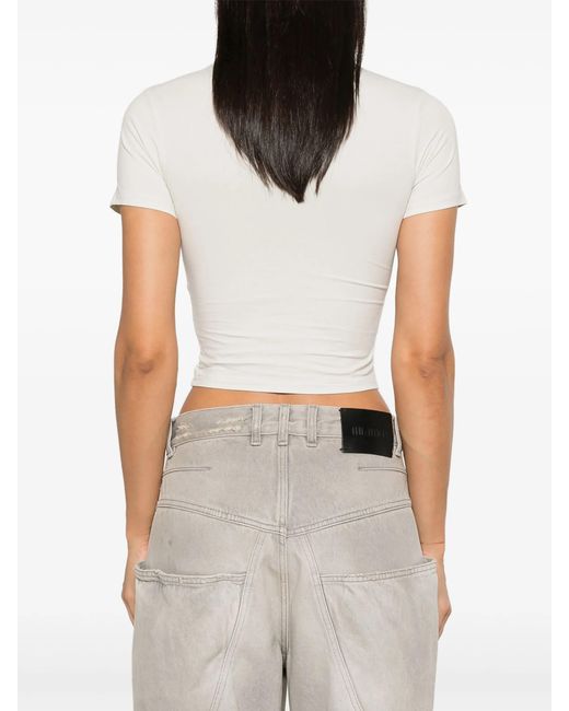 Entire studios White Short Sleeved Crewneck Cropped T-Shirt