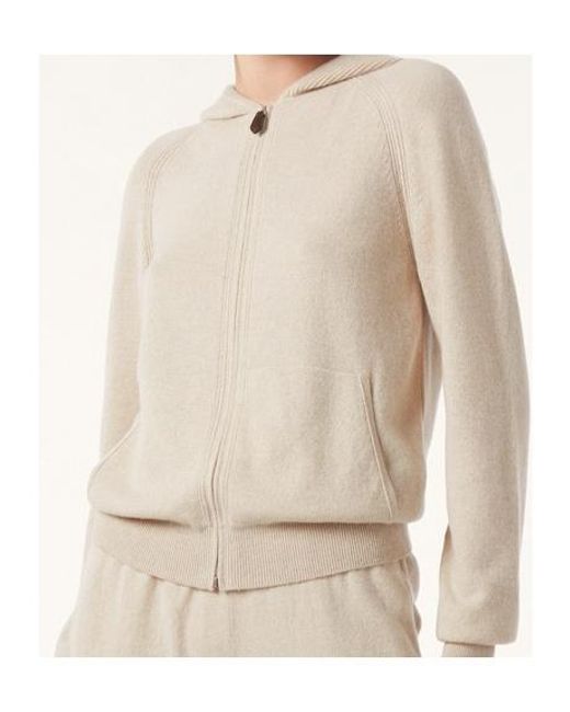 Loro Piana Natural Zip-Up Hooded Cardigan