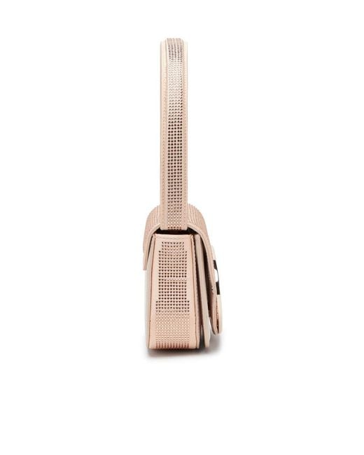 DIESEL White 1Dr Embellished Leather Shoulder Bag