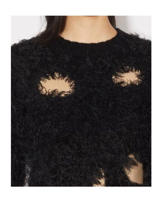 Acne Black Cut-Out Detailed Crewneck Jumper