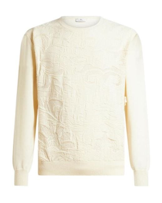 Etro White Patterned-Jacquard Crewneck Jumper for men
