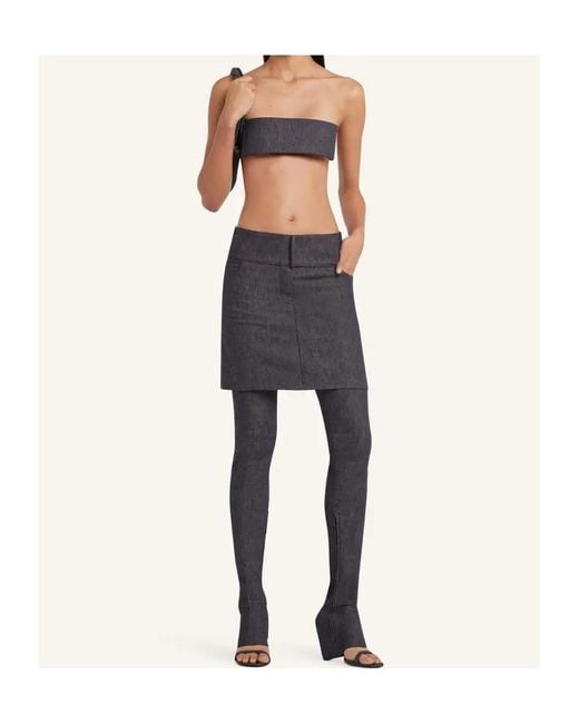 Courreges Black Courrèges Belted Denim Mini Skirt