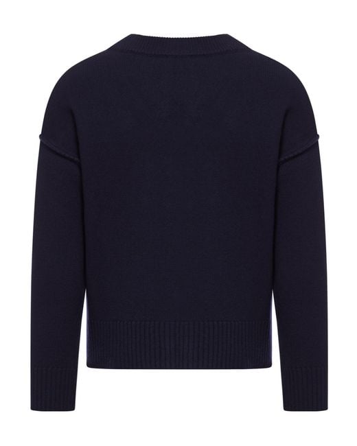 AMI Blue Ami De Coeur Logo Detailed V-Neck Cardigan for men