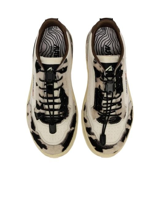 Autry Multicolor Cow-Print-Detail Lace-Up Sneakers