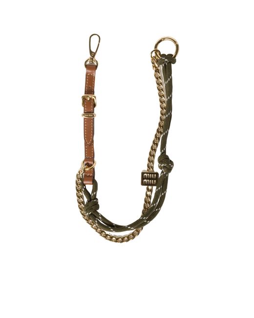 Miu Miu Metallic Logo-Engraved Chain-Linked Keyring