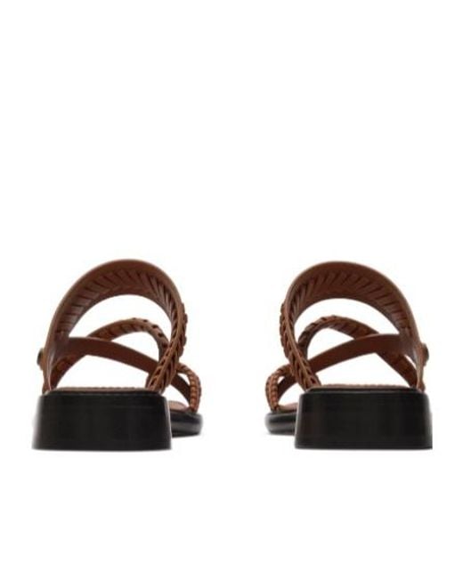 Burberry Brown Baez Whipstitch Flat Sandals