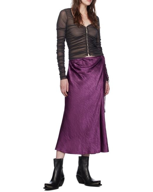 Acne Black V-Neck Semi-Sheer Ruched Blouse