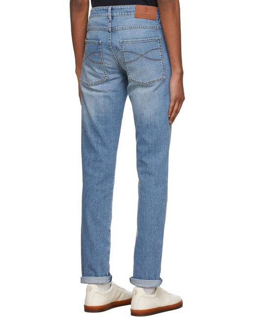 Brunello Cucinelli Blue Straight-Leg Skinny Jeans for men