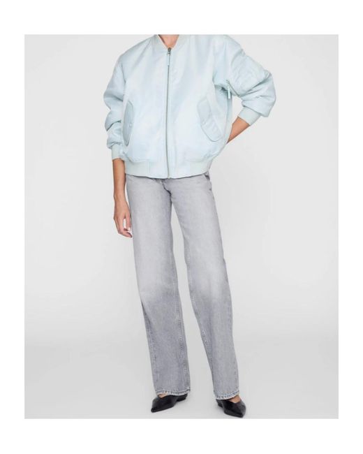 Anine Bing Blue Leon Zipped Bomber Jacket