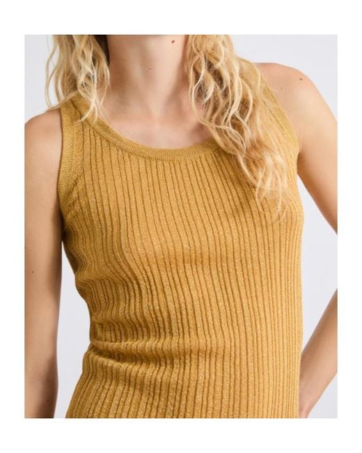 Marella Yellow Lurex-Embellished Vest Top