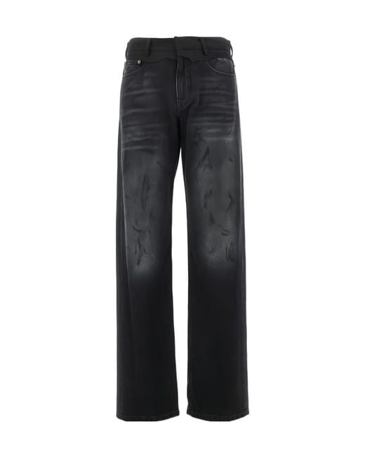 MM6 by Maison Margiela Black Contrast Waist Straight-Leg Jeans