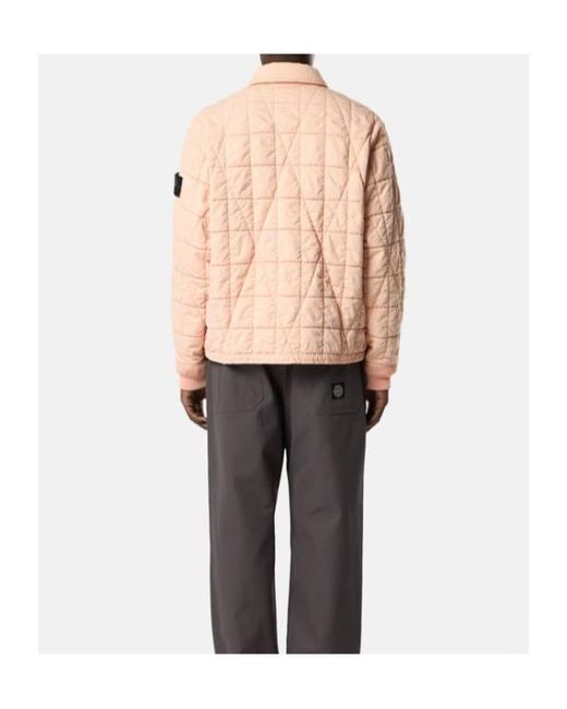 Stone Island Pink Quilted Logo-Patch Padded Jacket for men