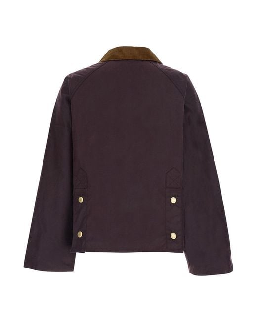 Barbour Purple Cordcollar Cropped Waxed Field Jacket