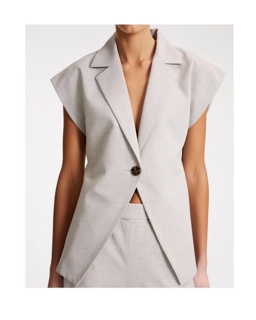 Marella White Single-Button V-Neck Vest