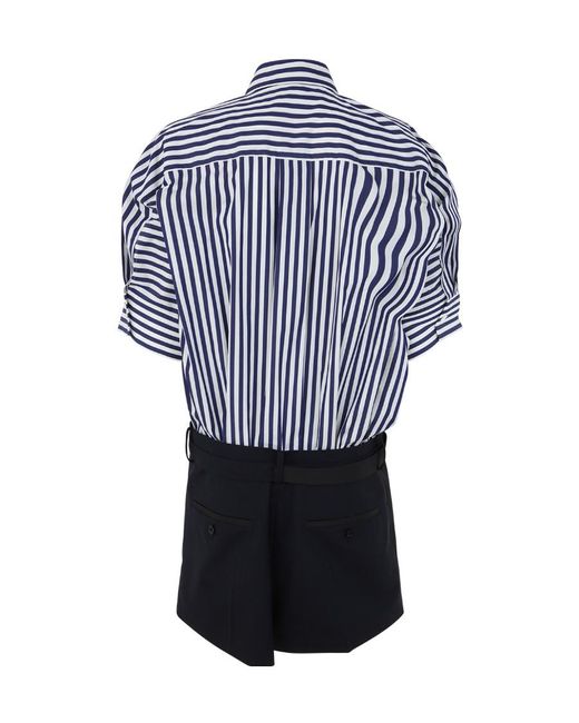 Sacai Blue Midi Cotton Poplin Dress