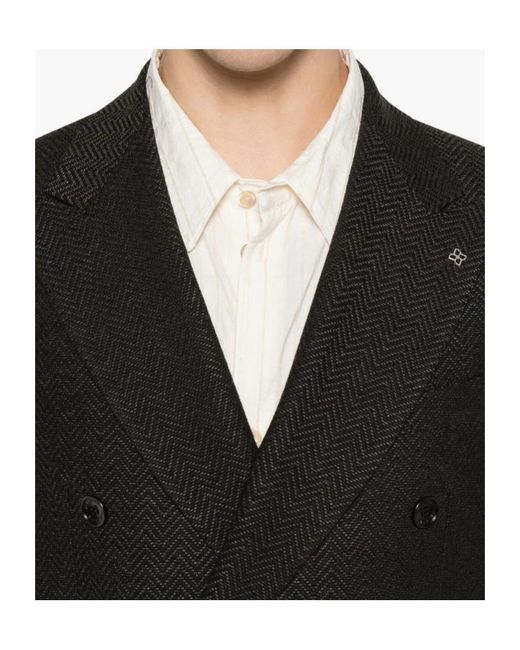 Tagliatore Black Double-Breasted Suit Jacket for men