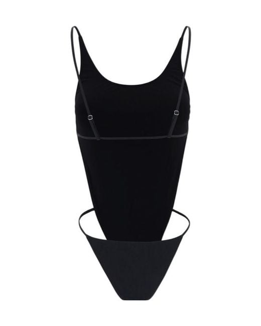 Saint Laurent Black Drawstring Backless Swimsuit