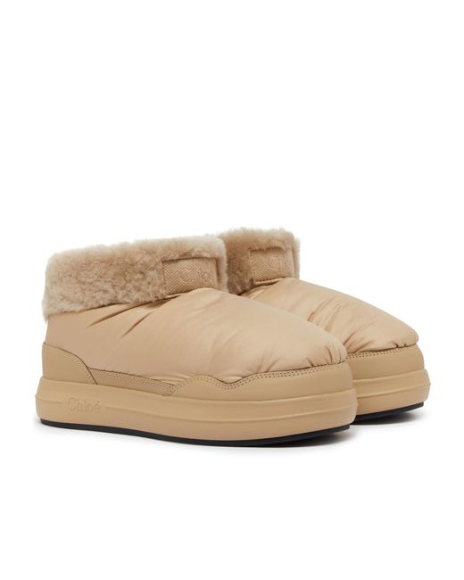 Chloé Natural Polly Round-Headed Short Boots