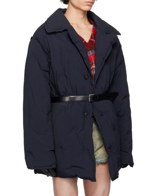 Maison Margiela Black Four-Stitch Detailed Padded Coat for men