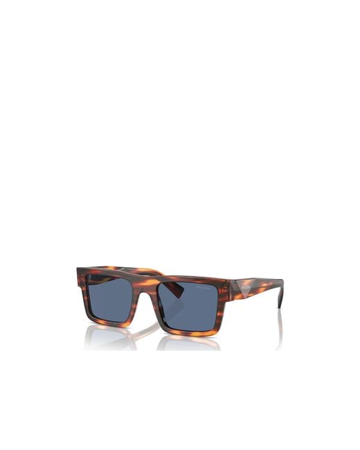 Prada Blue Eyewear Rectangular Frame Sunglasses for men
