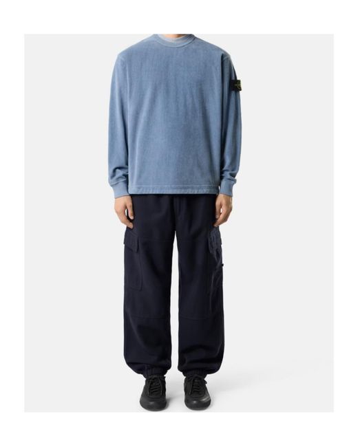 Stone Island Blue Logo-Patch Sweater for men