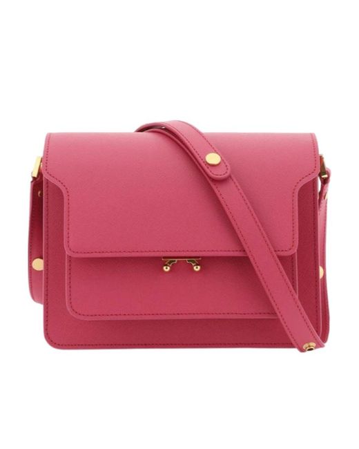 Marni Pink Trunk Foldover Top Medium Shoulder Bag