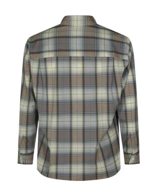 Auralee Gray Super Light Check Shirt for men