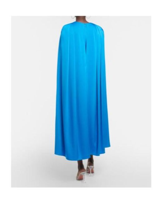 Alex Perry Blue Beckett Satin Crepe Midi Dress