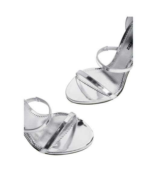 DSquared² White Round-Toe Heeled Sandals