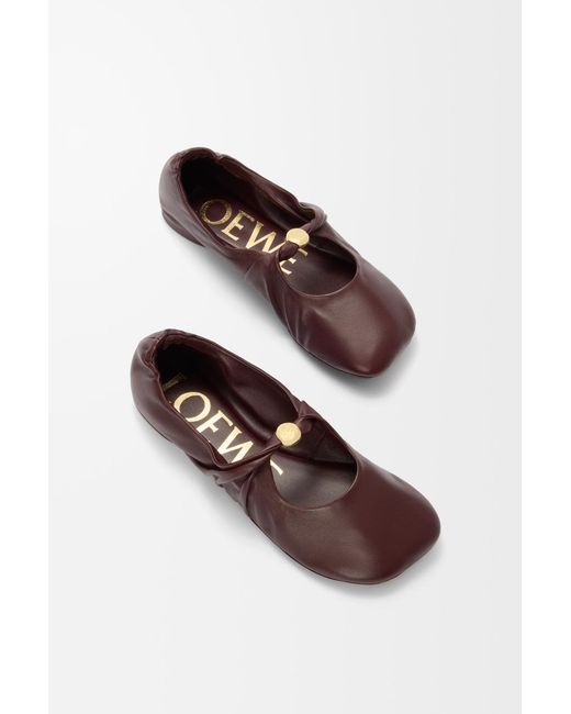 Loewe Brown Pebble Soft Ballerina Shoes