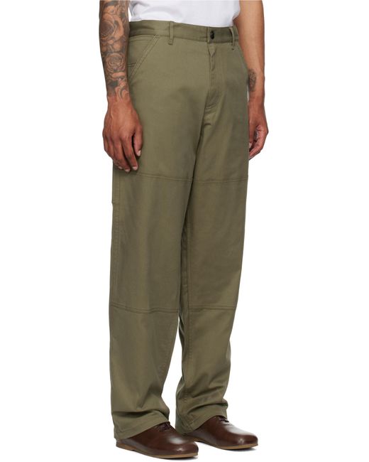 Moncler Green Cotton Gabardine Pants for men