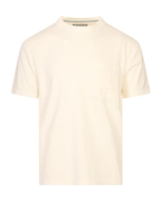 Canali White Short-Sleeved Knit T-Shirt for men