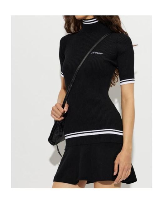 Off-White c/o Virgil Abloh Black Short-Sleeved High-Neck Knit Top