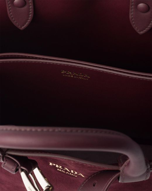 Prada Red Medium Buckle Leather Tote Bag