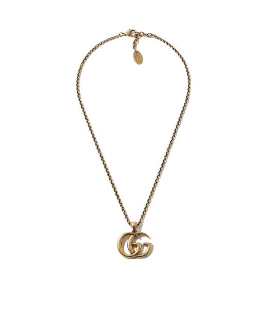 Gucci Metallic Gg Marmont Pendant Necklace