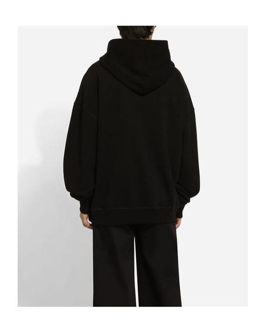 Dolce & Gabbana Black Logo Printed Hoodie for men