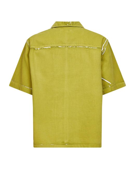 Marni Yellow Short-Sleeved Button-Down Shirt for men