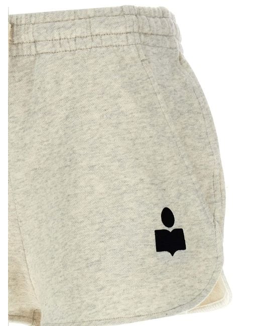 Isabel Marant Natural Mifa Logo-Flocked Mini Shorts
