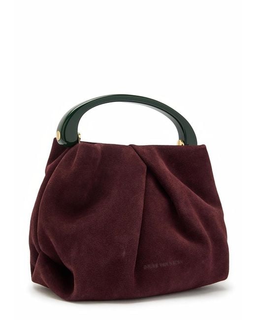 Dries Van Noten Red Crisp Suede Top Handle Bag