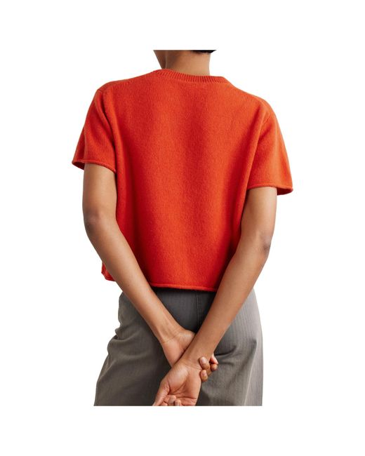 The Elder Statesman Red Solid-Color Short-Sleeved Top